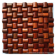 Chinese Style Classical Glossy Bumpy Surface 3D Solid Wood Mosaic